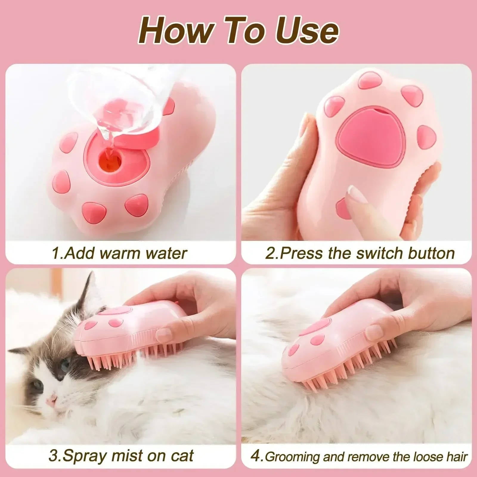 Steam Grooming Brush for Dogs and Cats