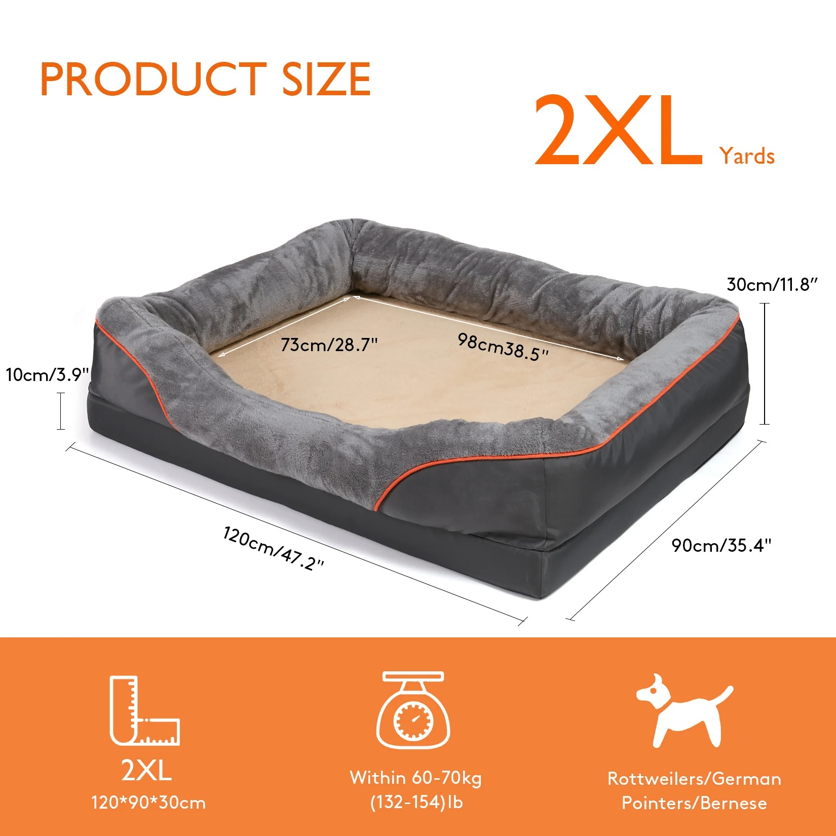 Orthopedic Foam Dog Bed with Raised Sides