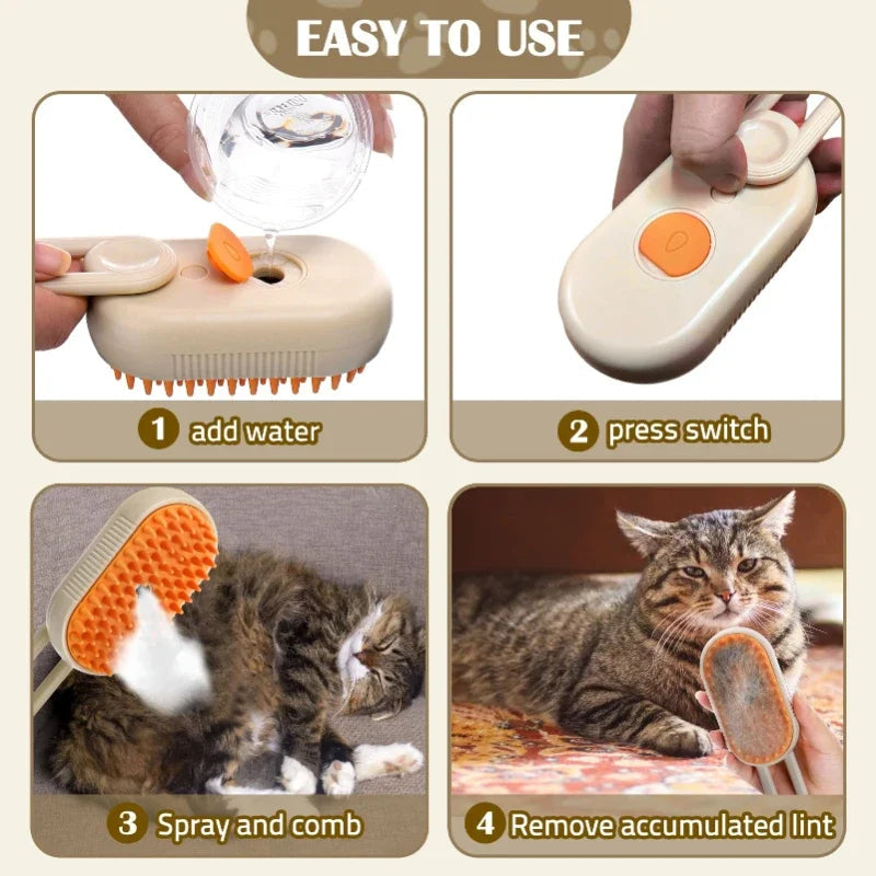 3-in-1 Pet Steam Grooming &amp; Massage Brush