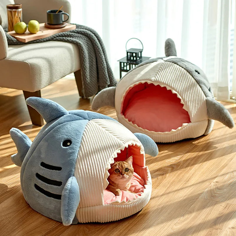 Shark-Shaped Cat and Dog Cave Bed