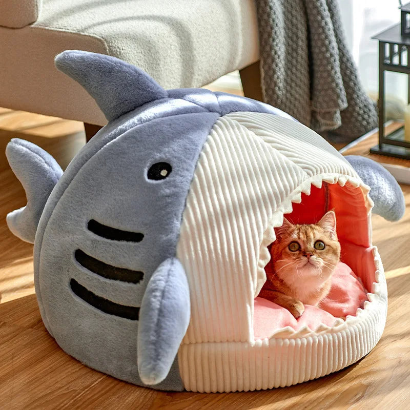 Shark-Shaped Cat and Dog Cave Bed
