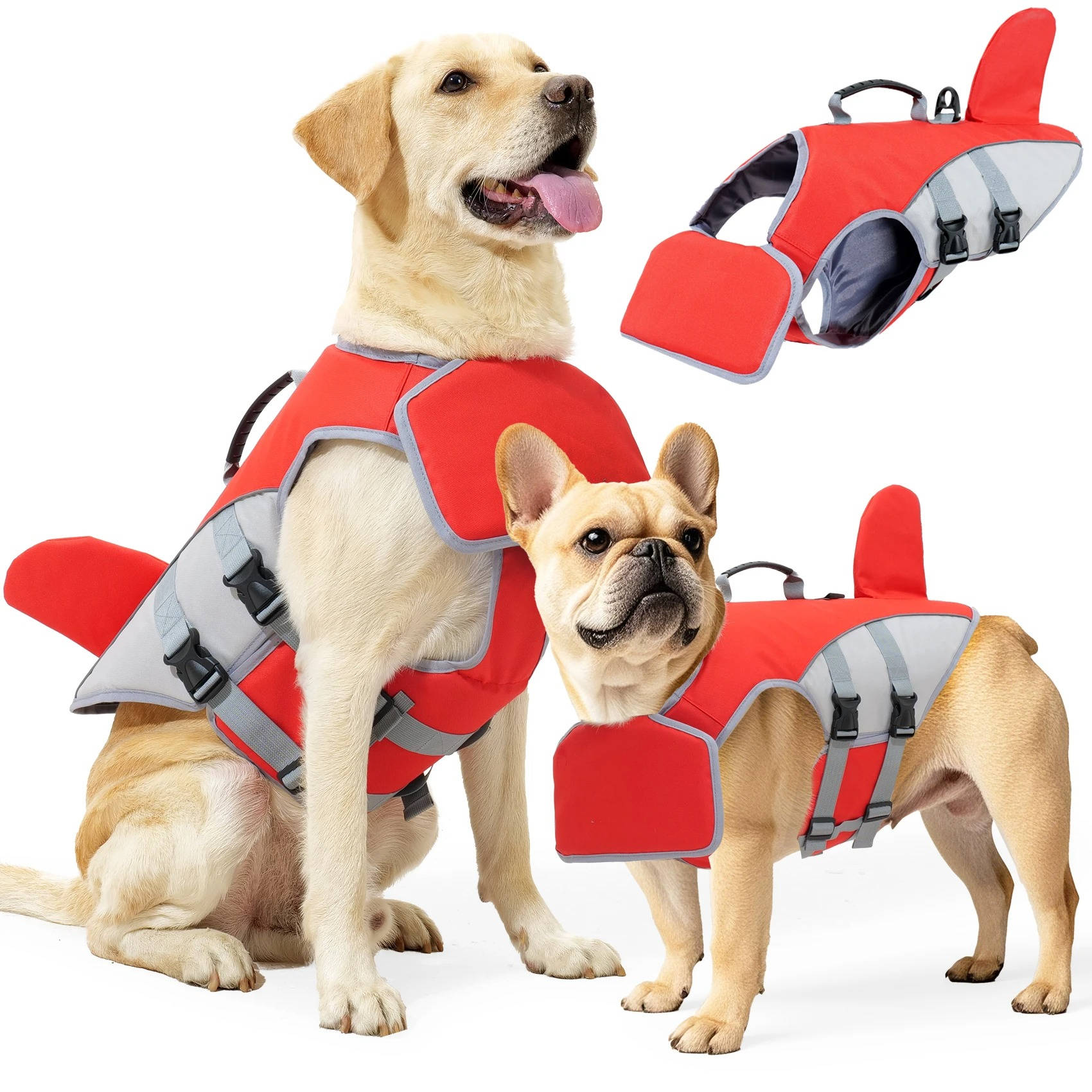 Shark Fin Dog Float Jacket with Rescue Handle