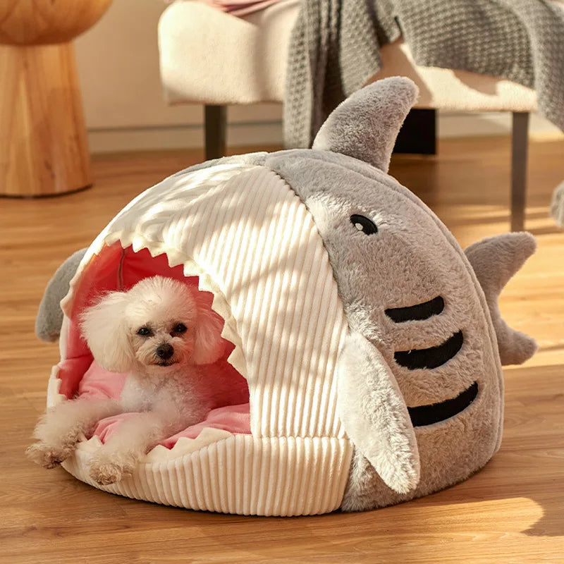 Shark-Shaped Cat and Dog Cave Bed