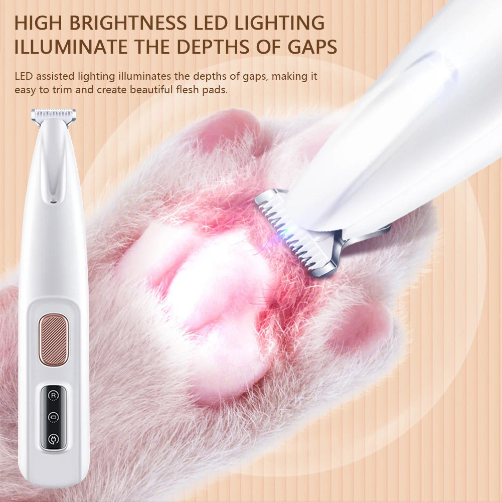 Rechargeable Dog Paw Hair Trimmer with LED Light