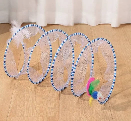 Collapsible Cat Hunting Toy with Mouse and Feather Bell