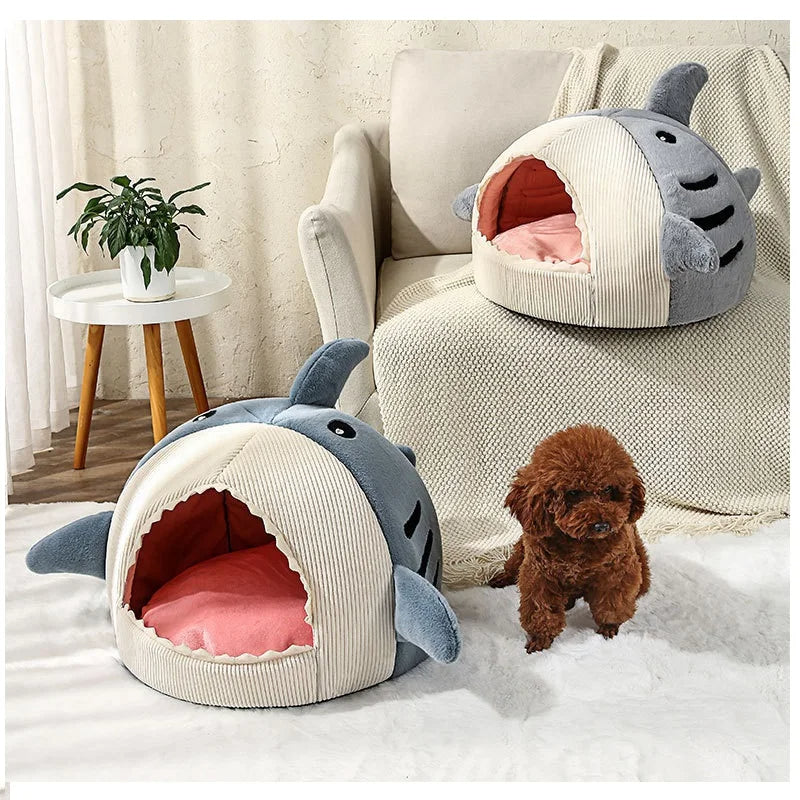 Shark-Shaped Cat and Dog Cave Bed