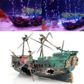 Large Sunken Boat Aquarium Decoration with Air Bubbler