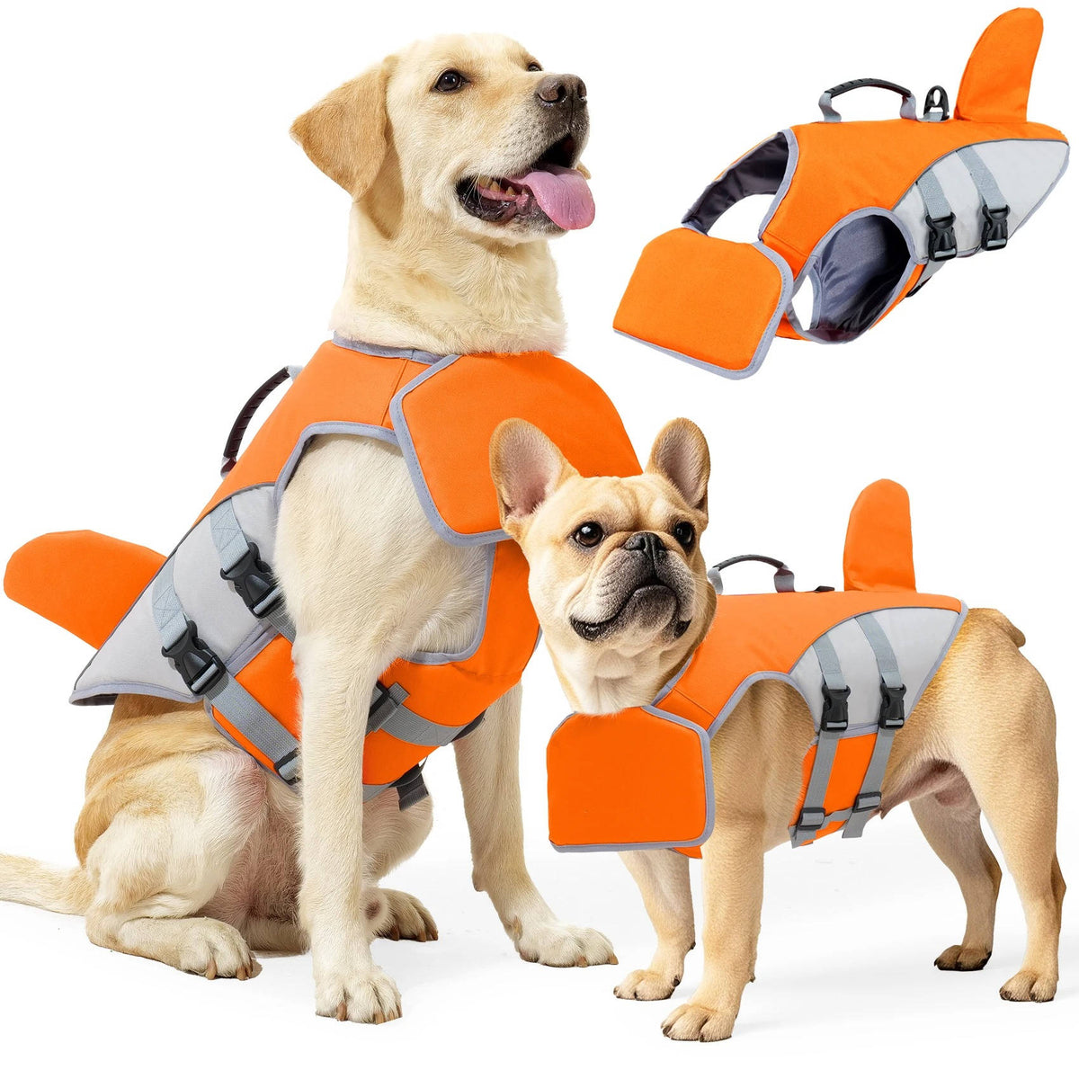 Shark Fin Dog Float Jacket with Rescue Handle