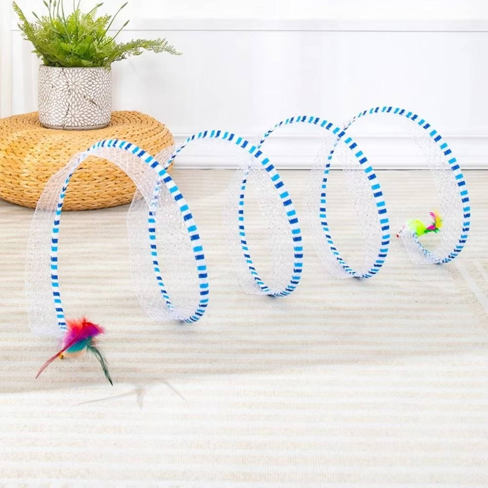 Collapsible Cat Hunting Toy with Mouse and Feather Bell