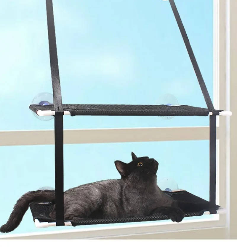 Double-Layer Suction Cup Cat Window Perch Hammock