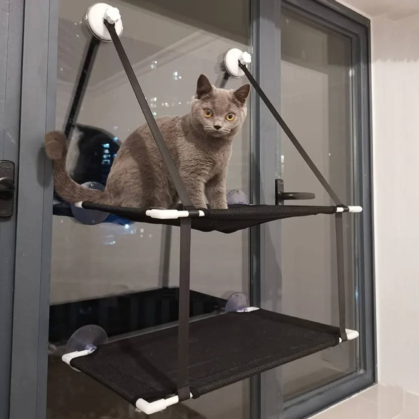Double-Layer Suction Cup Cat Window Perch Hammock