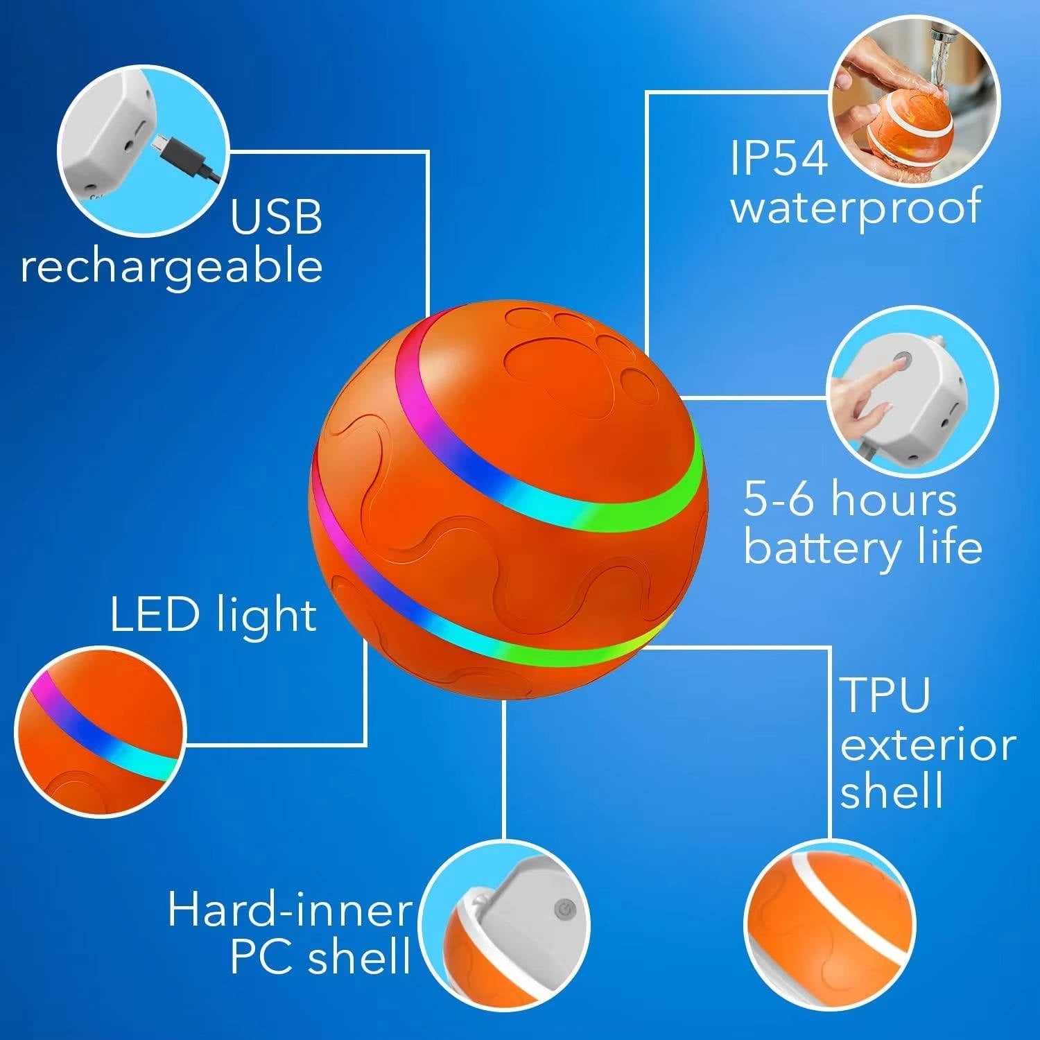 Remote Control Interactive Dog Ball Toy with LED Lights