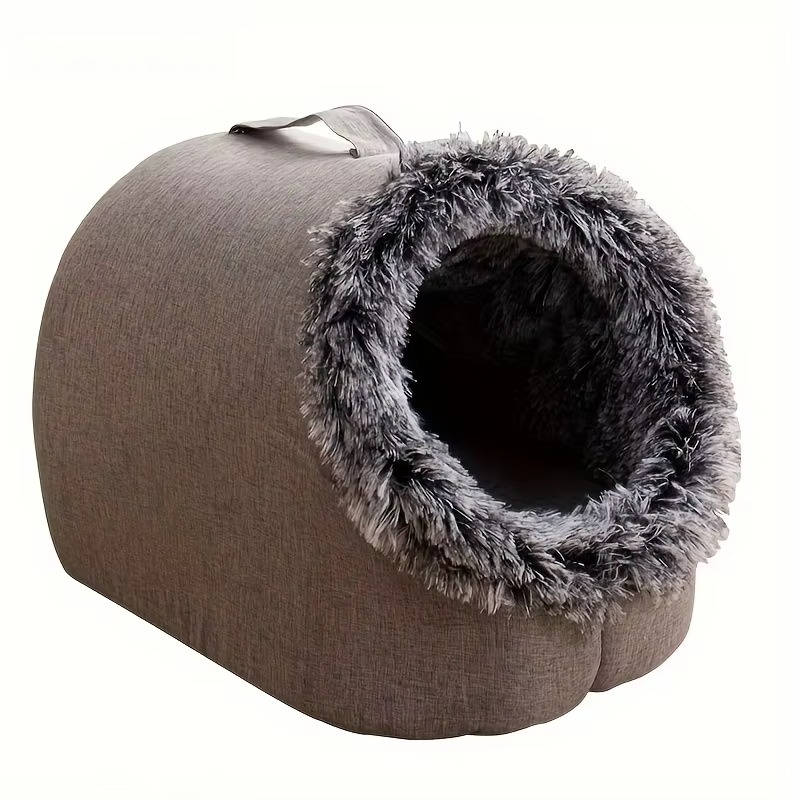 Insulated Cave-Style Winter Bed for Cats