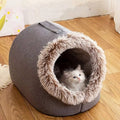 Insulated Cave-Style Winter Bed for Cats