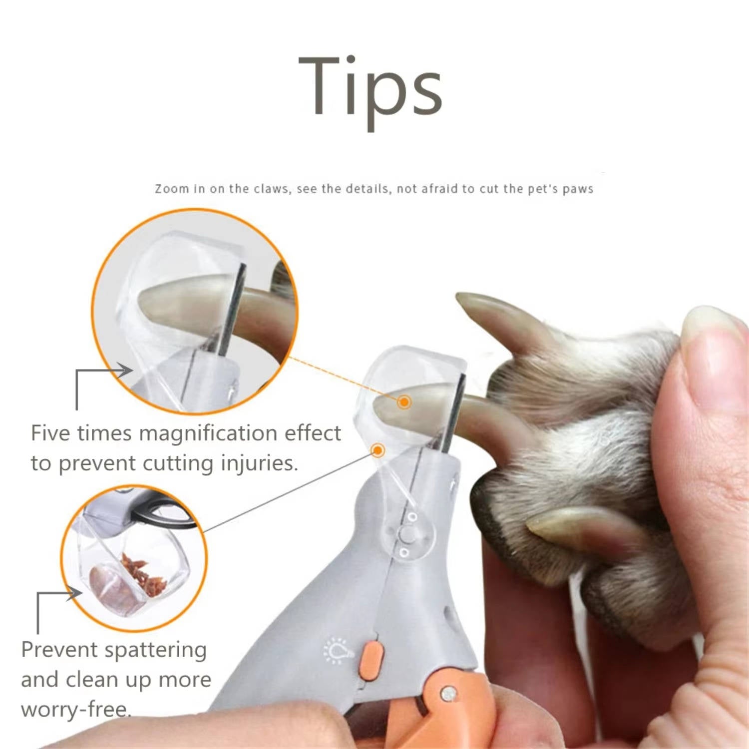 Pet Nail Clipper with LED Light and Magnifier