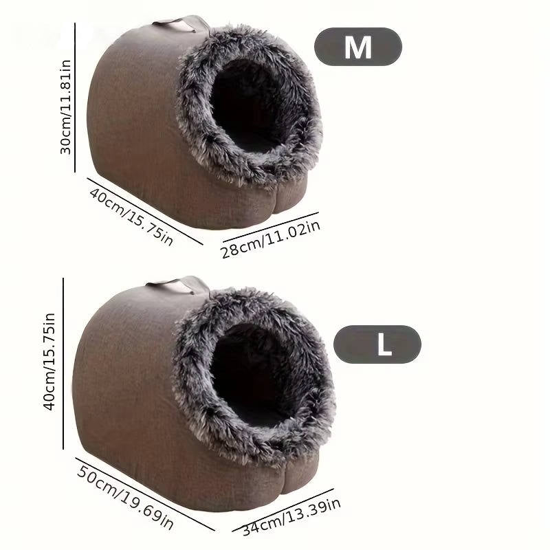 Insulated Cave-Style Winter Bed for Cats