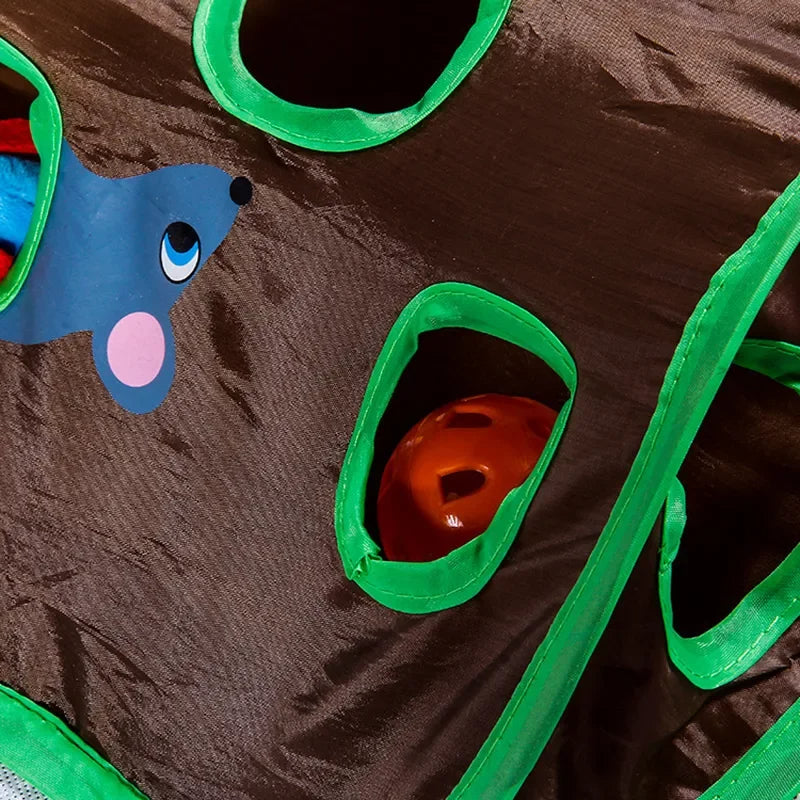 9-Hole Interactive Tunnel Mouse Chase Toy for Cats