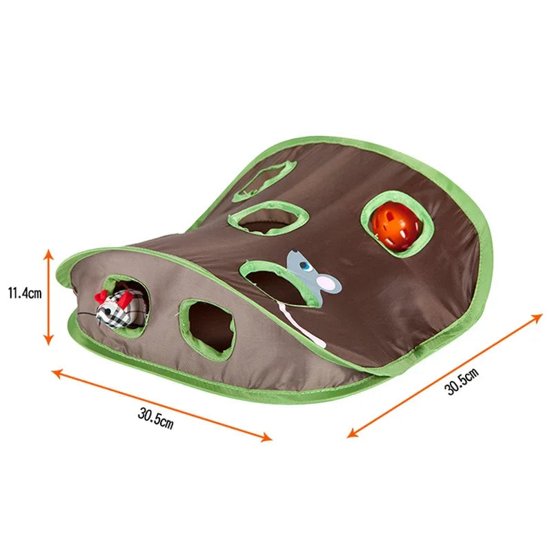 9-Hole Interactive Tunnel Mouse Chase Toy for Cats