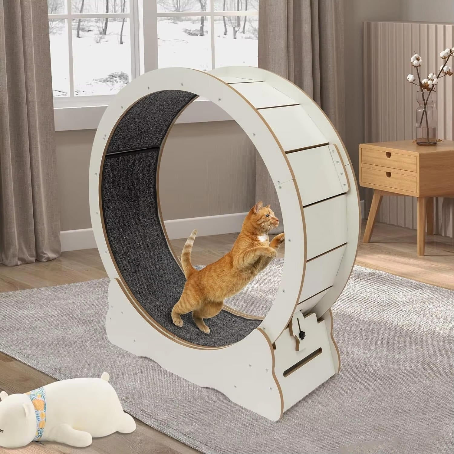 Quiet Indoor Cat Exercise Wheel with Cushioned Track