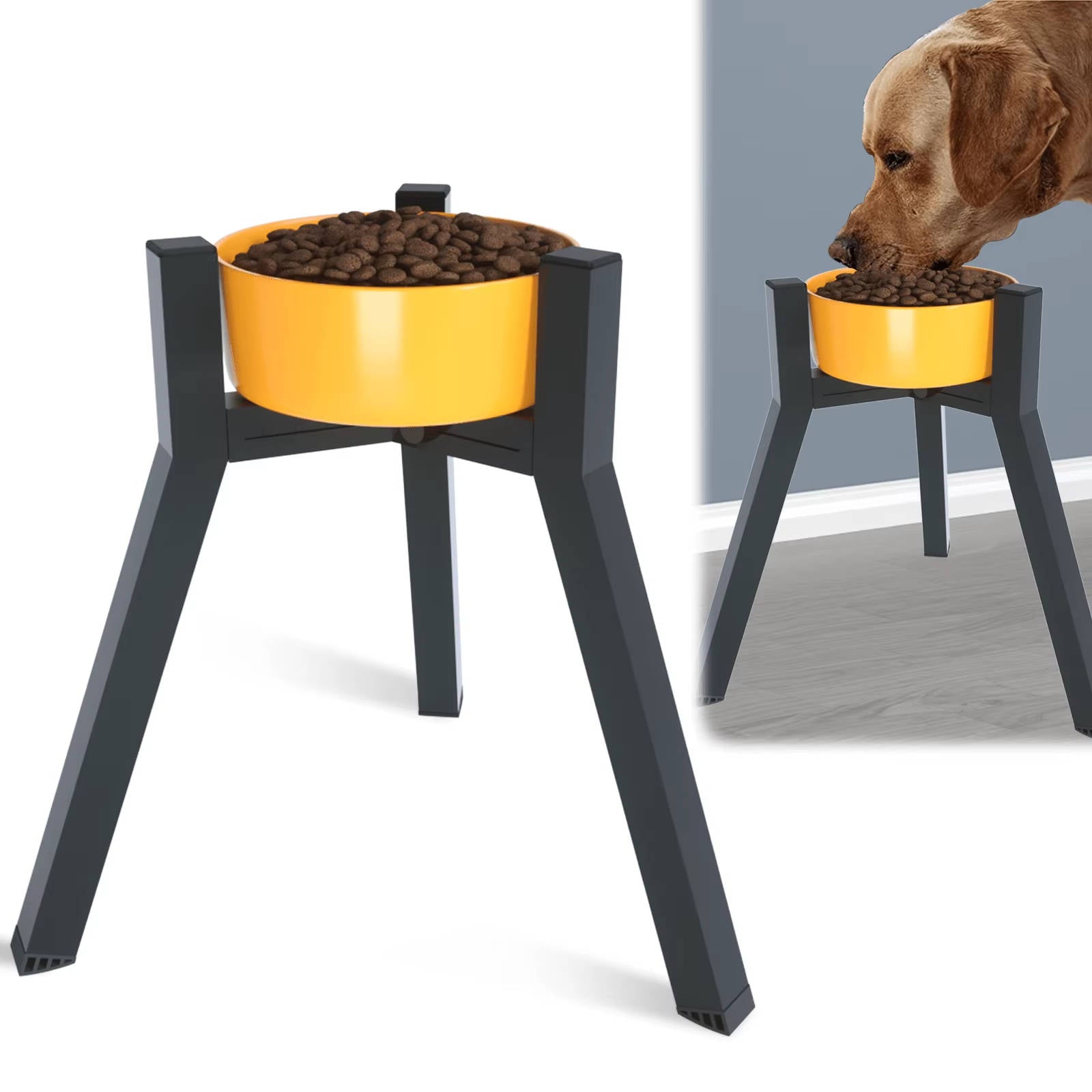 Elevated Dog Bowl Stand - Adjustable Foldable Feeder