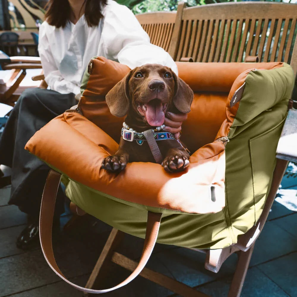 Luxury Faux Leather Dog Car Seat and Portable Booster Bed