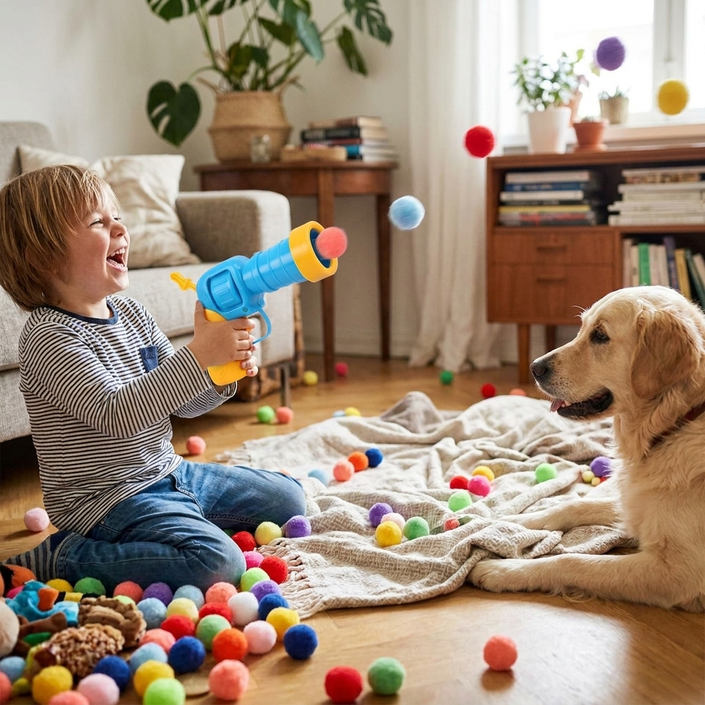 Plush Ball Shooter - Interactive Launch Toy for Kittens