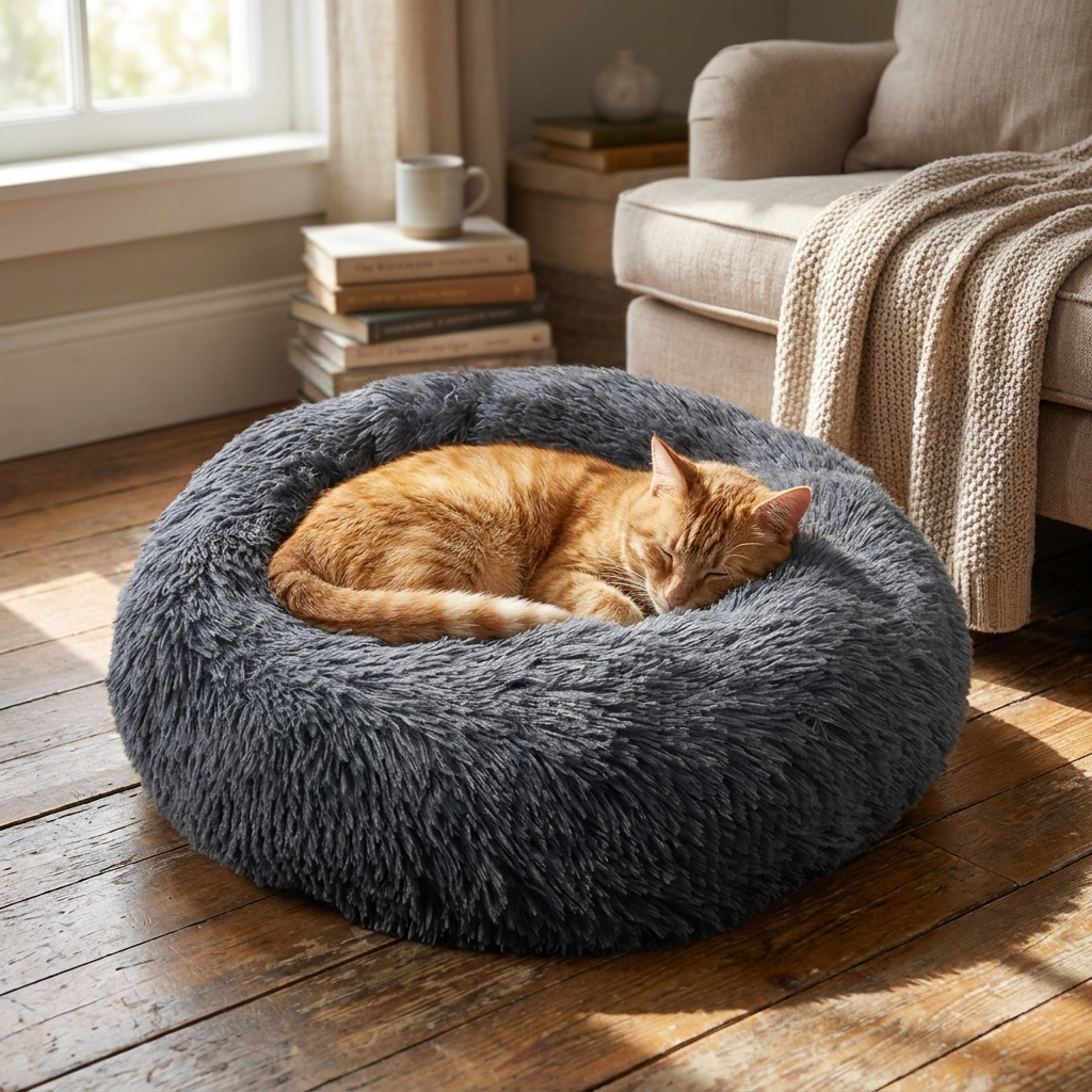 Calming Dog Bed - Ultra Plush Cozy Nest with Raised Rim