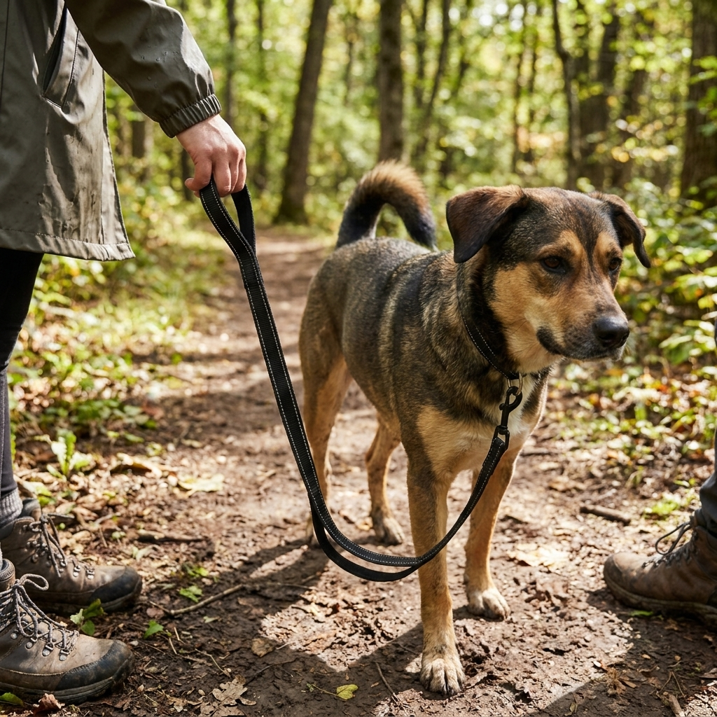 Reflective Dual-Handle Dog Leash with Traffic Handle