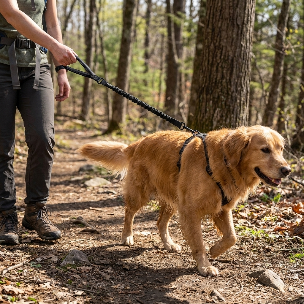 Tactical Double-Handle Padded Bungee Dog Leash, 69-Inch
