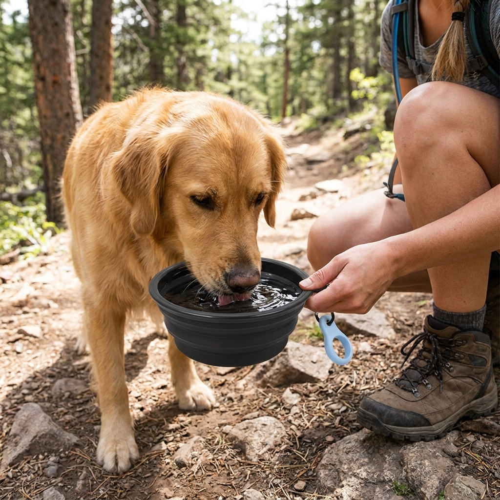 Collapsible Silicone Travel Bowl with Clip for Pets
