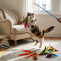 Replacement Cat Feather Toy Set with Retractable Stick
