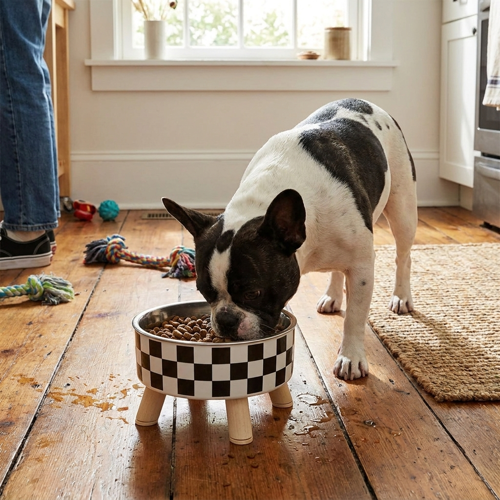 Tall Polka-Dot Stainless Steel Pet Bowl for Cats & Dogs