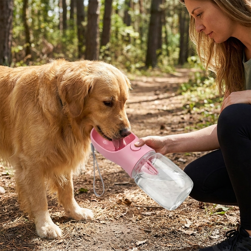Portable Dog Water Bottle with Food Storage for Travel