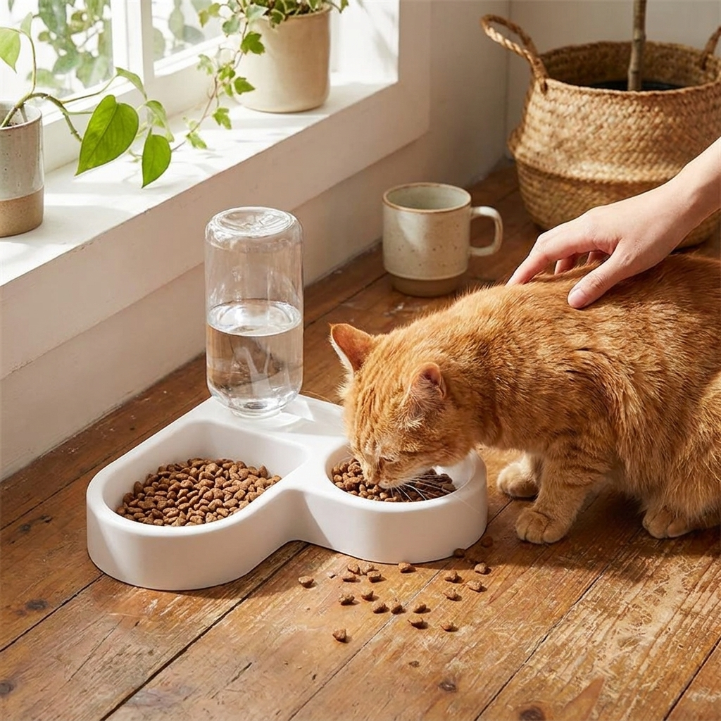 Double Bowl Feeding Set for Small Dogs and Cats