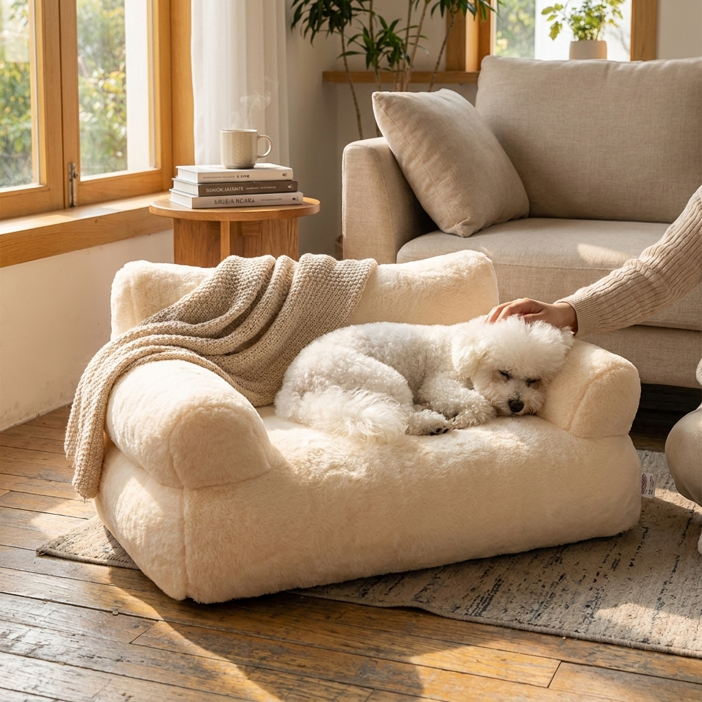 Luxury Plush Cat Bed Sofa - Warm Winter Nest for Small & Medium Pets