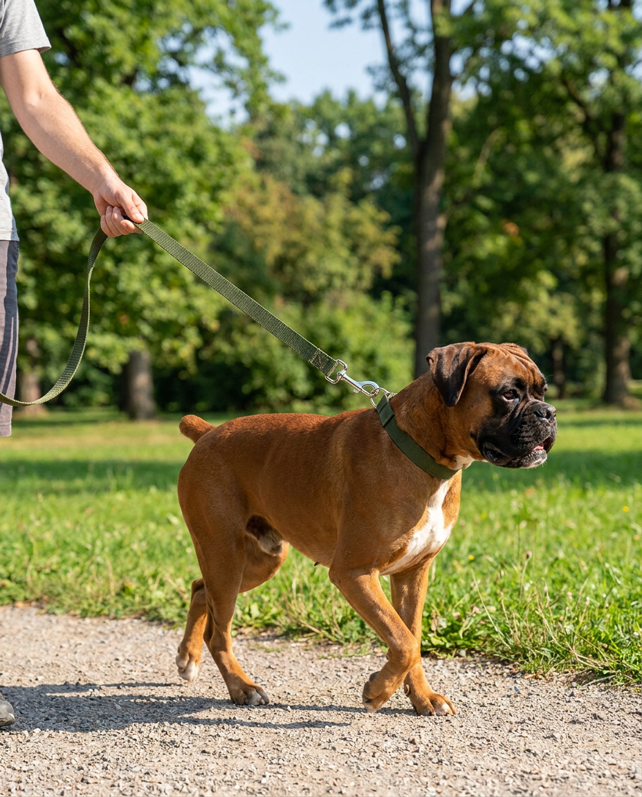 Sturdy Wide Grip Dog Leash in use, lifestyle background