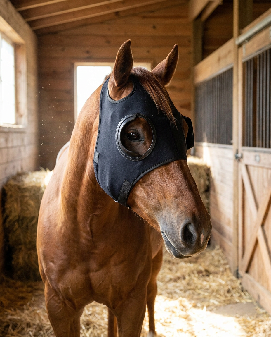 Quarter-Cup Blinders for Horses in use, lifestyle background