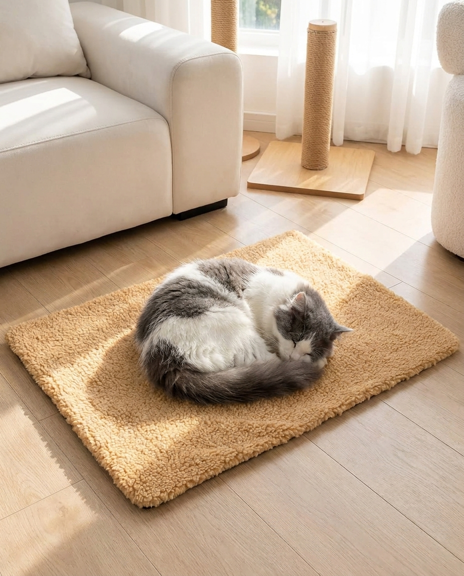 Self-Heating Pad for Cats and Dogs in use, lifestyle background