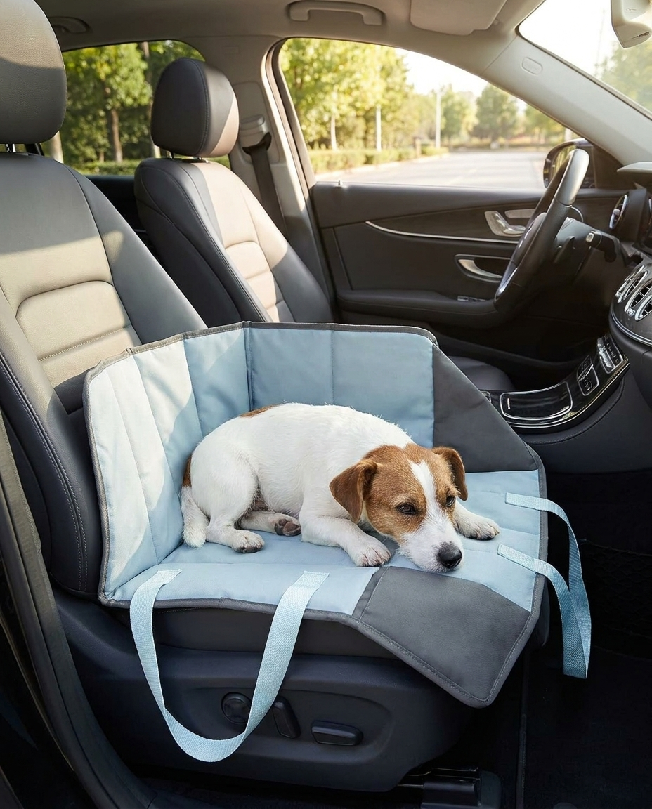 Convertible Travel Bag and Mat for Dogs in use, lifestyle background