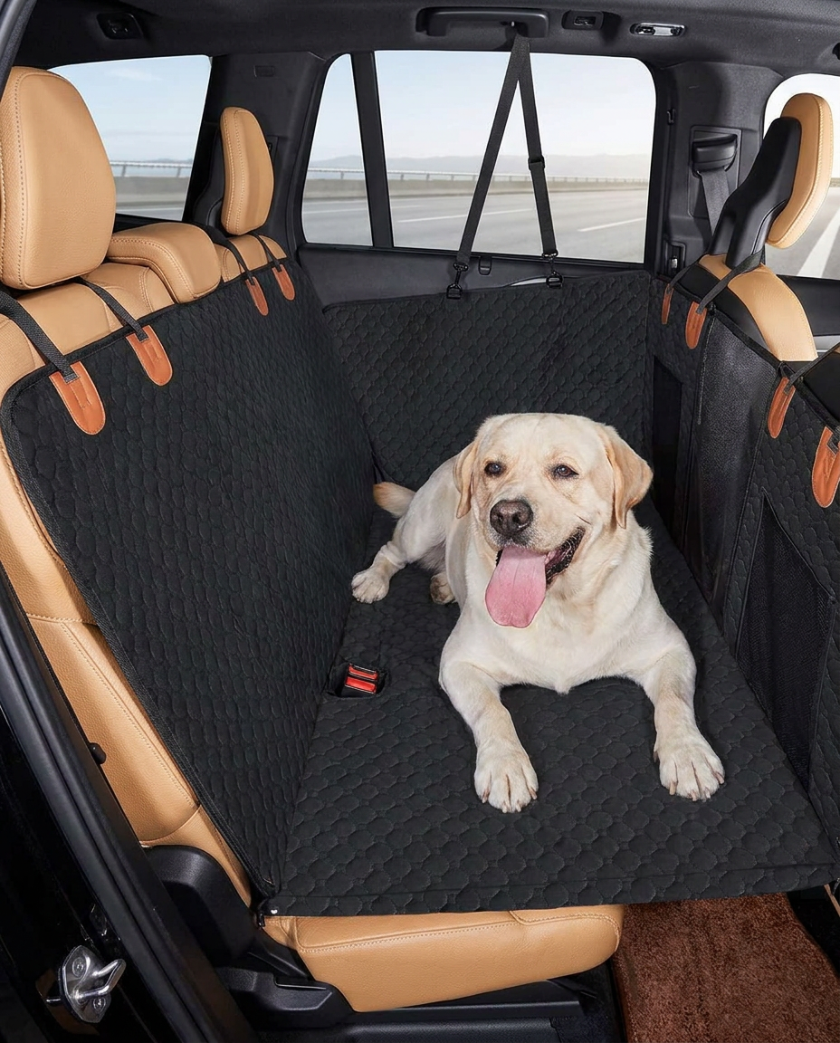Hard Floor Car Seat Extension for Dogs in use, lifestyle background