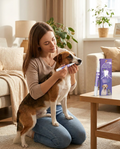 Natural Dog & Cat Toothpaste for Fresh Breath in use, lifestyle background