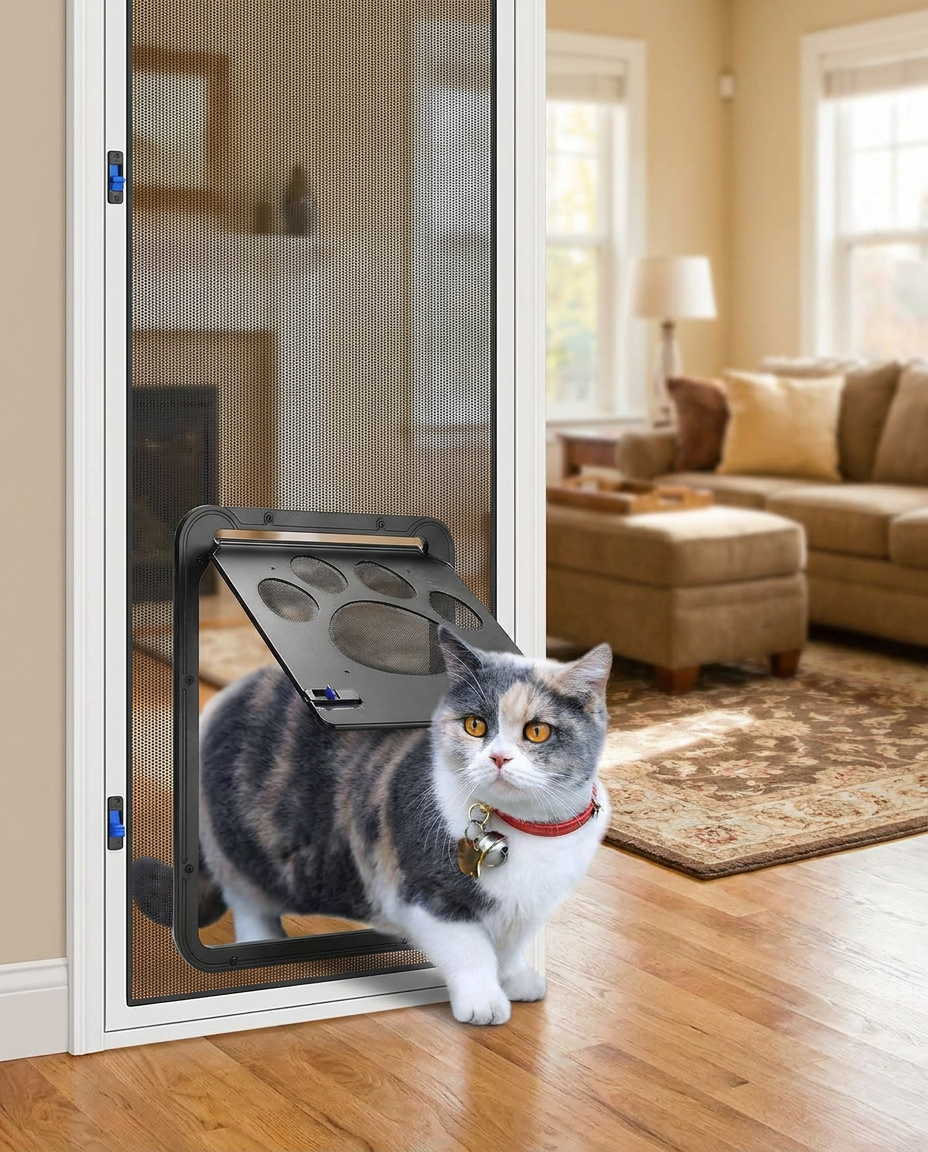 Magnetic Pet Screen Door in use, lifestyle background