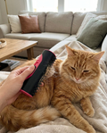 Deshedding Brush for Dogs and Cats in use, lifestyle background