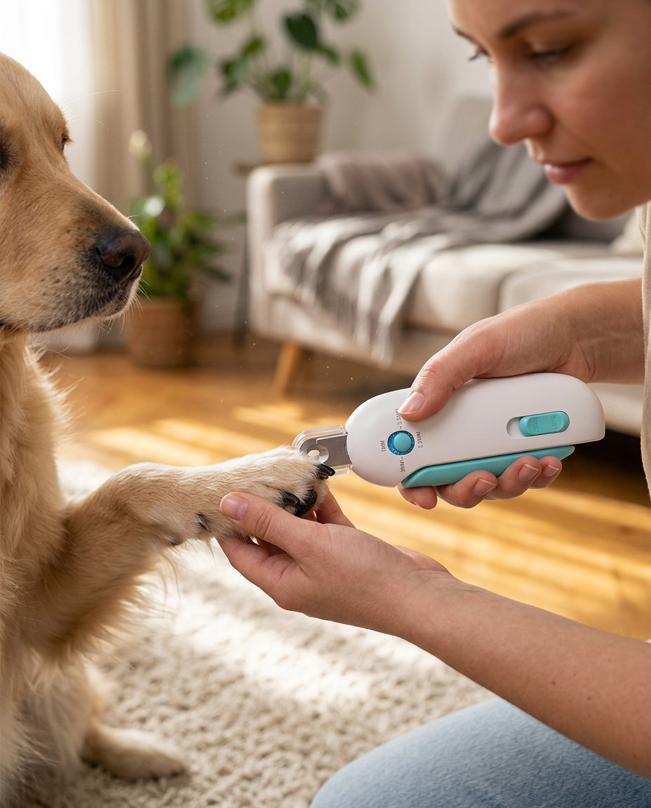 Professional Nail Clippers for Cats and Dogs in use, lifestyle background