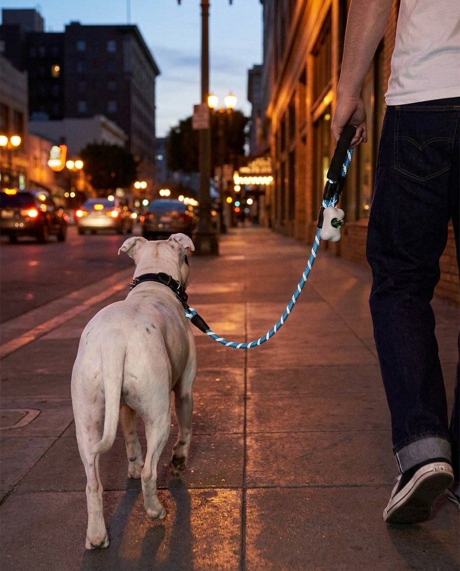 Reflective Dog Leash with Padded Comfort Handle in use, lifestyle background