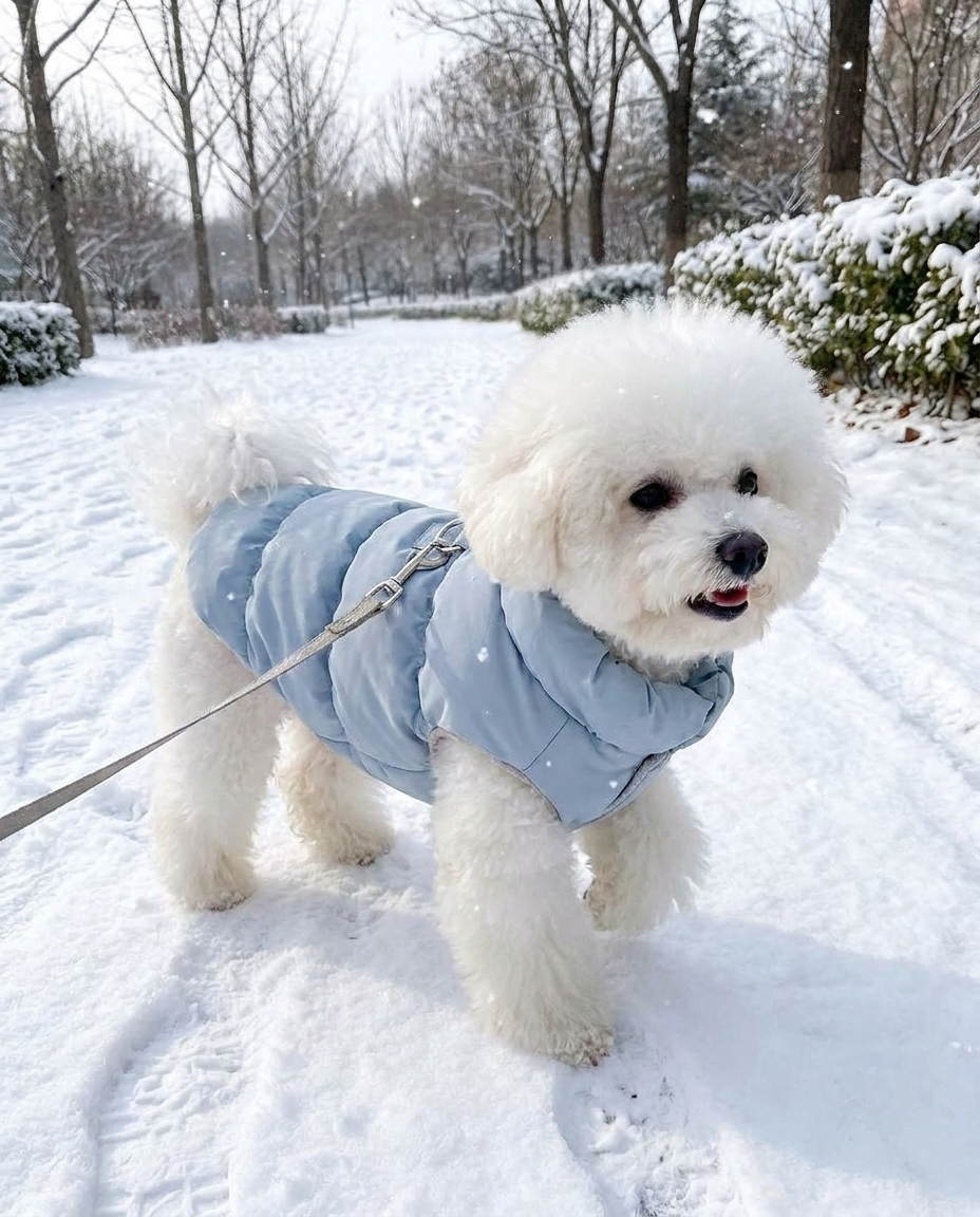 Warm Winter Coat for Small and Medium Dogs in use, lifestyle background