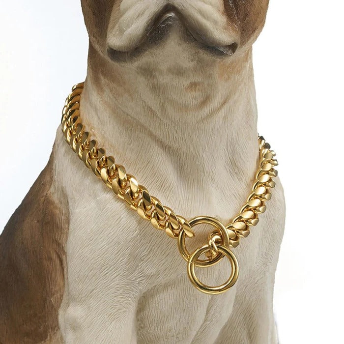 Heavy-Duty Dog Collar with Solid Polished Links