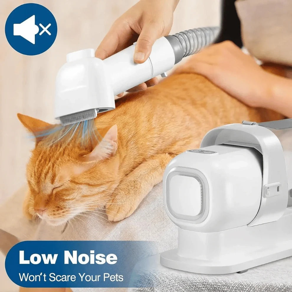 Low-Noise Pet Grooming Vacuum with Clippers & Brush Kit