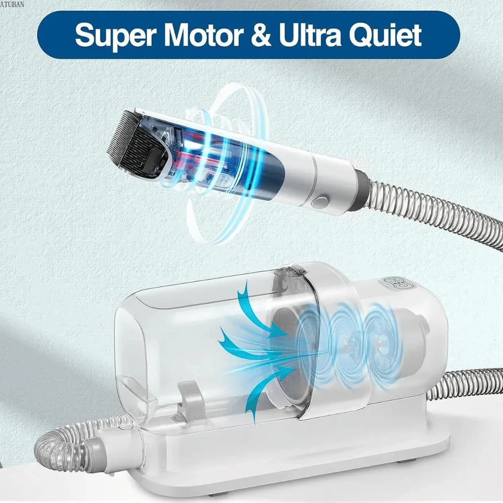 Low-Noise Pet Grooming Vacuum with Clippers & Brush Kit