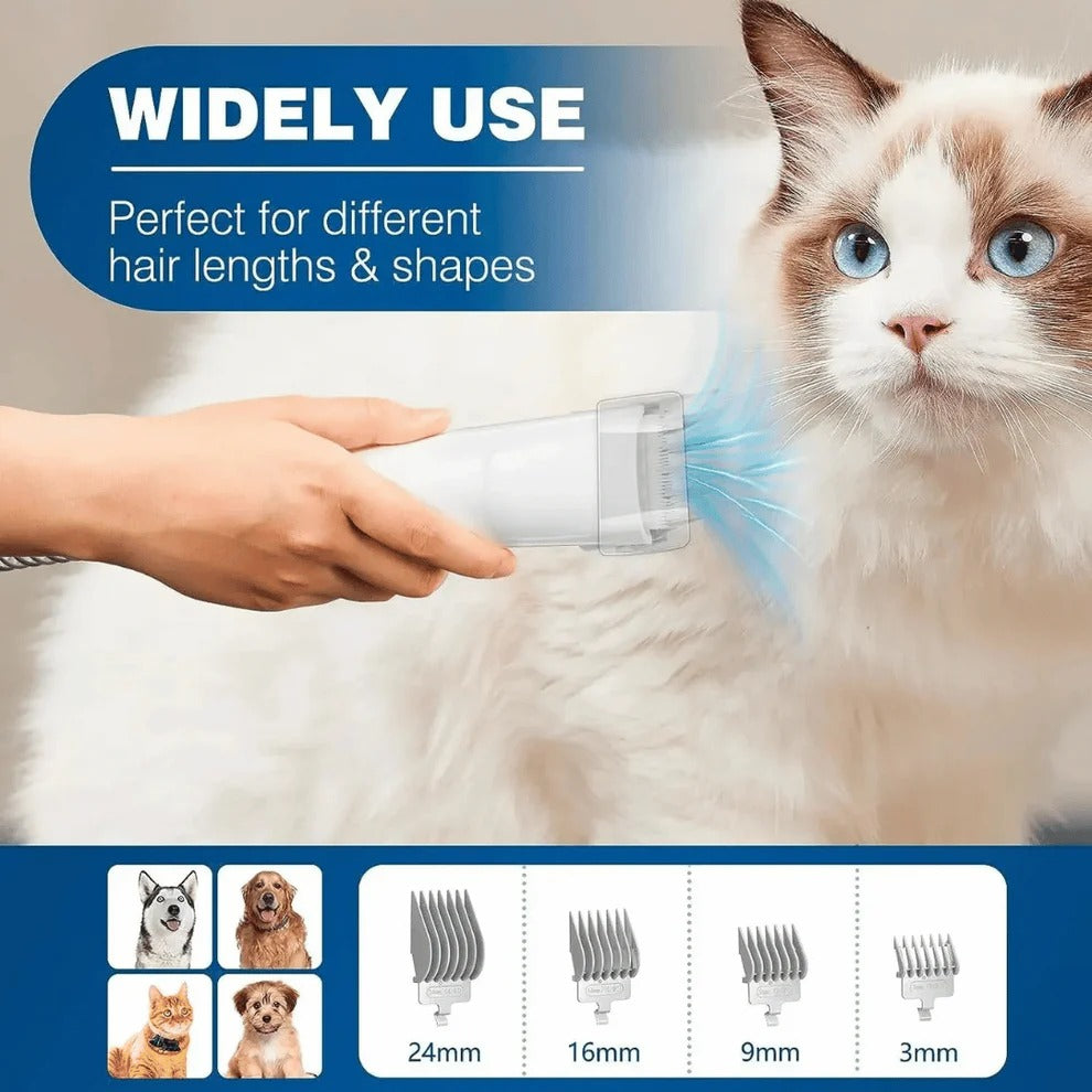 Low-Noise Pet Grooming Vacuum with Clippers & Brush Kit
